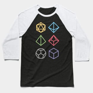 Polyhedral Rainbow Dice Icons RPG D20 Baseball T-Shirt